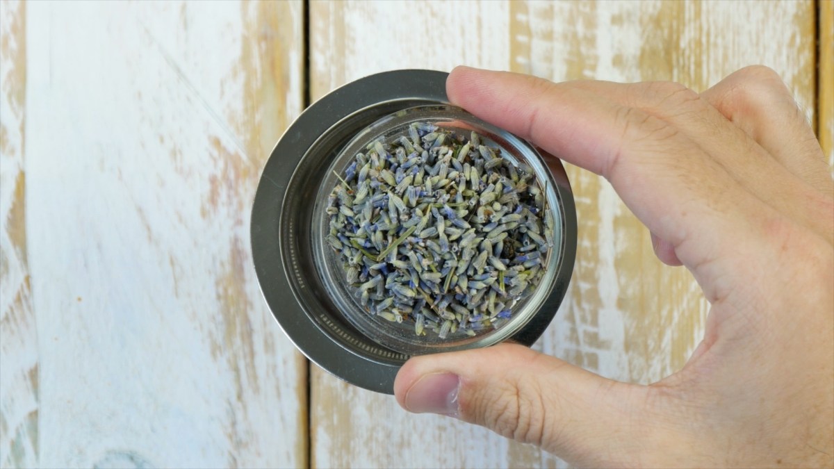 Getrockneter Lavendel in einem Glas.