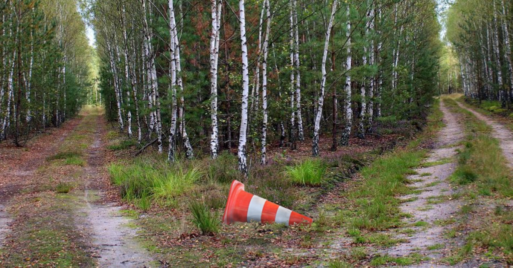 Feuerwehr bittet: Leitkegel unbedingt liegen lassen.