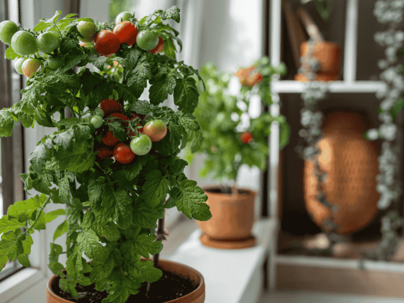 Gemüse in der Wohnung anbauen, Tomaten auf der Fensterbank