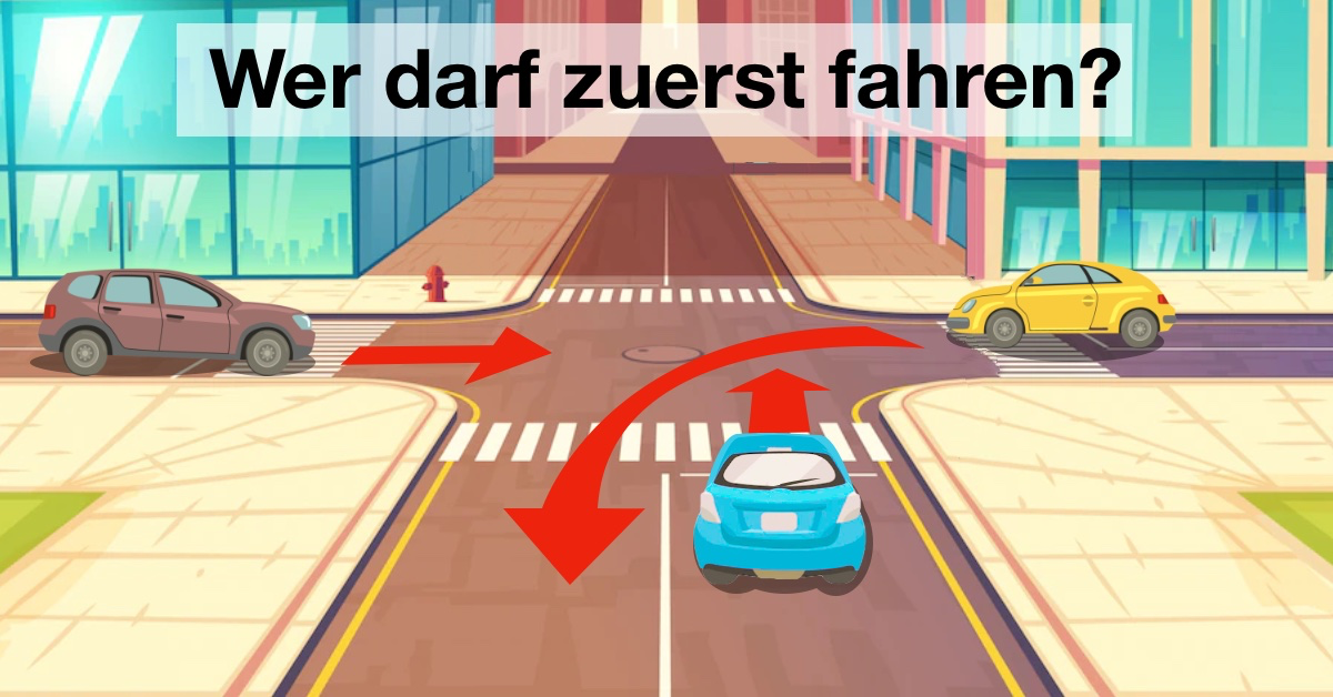 Knifflige Fahrschulfrage: Welches Auto hat Vorfahrt? Die Meinungen gehen auseinander.