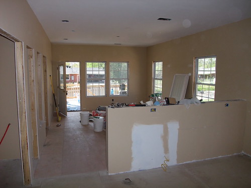 Painted living room and kitchen