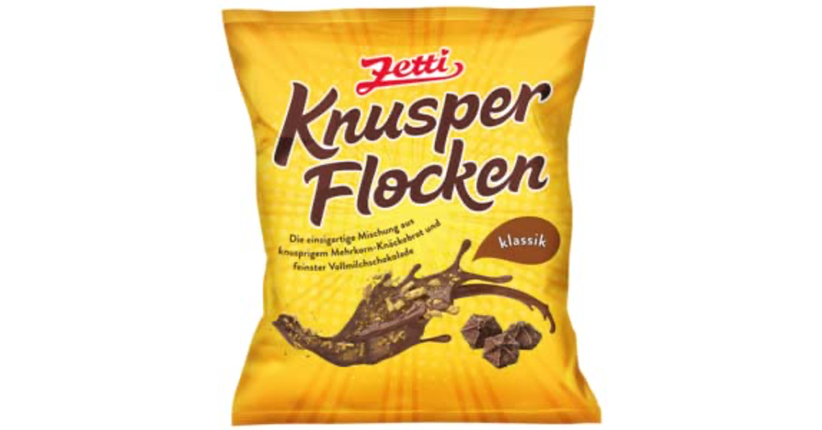 Gelbe Packung der Knusperflocken