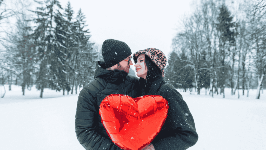 Valentinstag-Ideen, Paar-Fotoshooting mit Herzluftballon