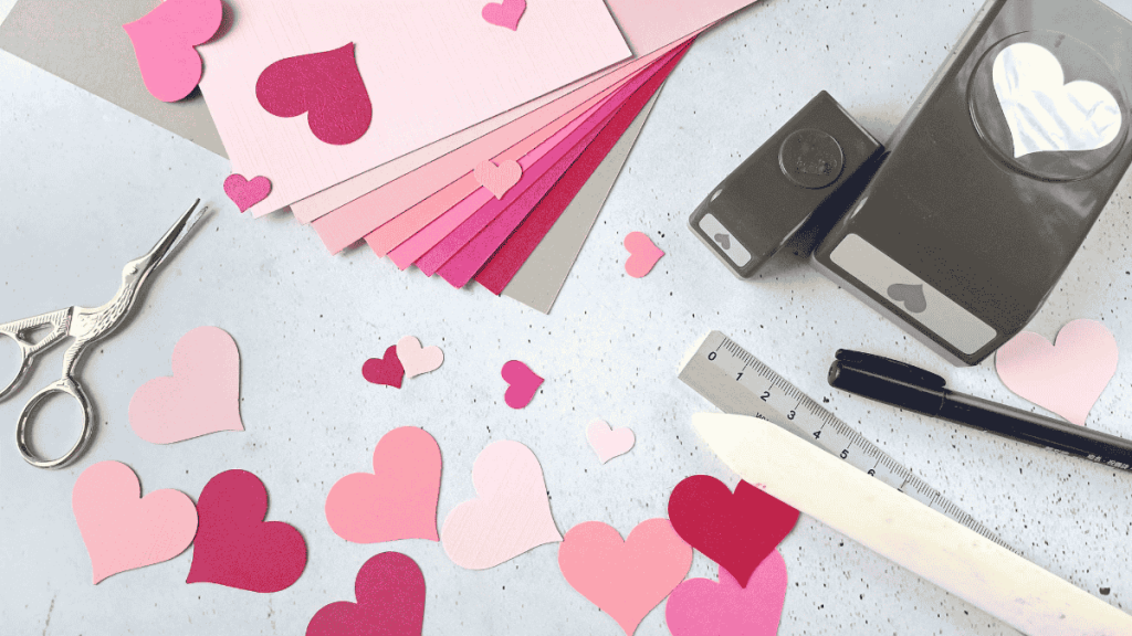 Karte zum Valentinstag, Material