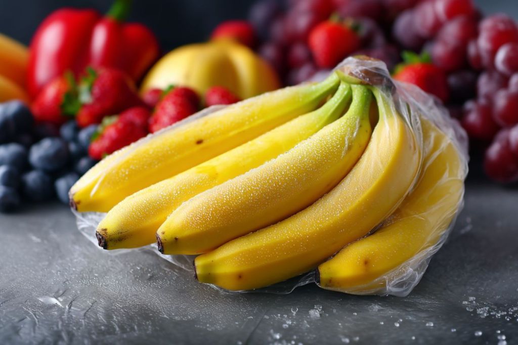 Ein Büschel Bananen liegt auf einer Steinplatte.