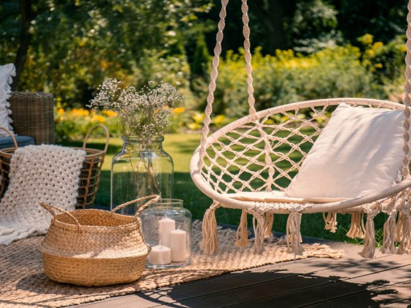 Eine schön dekorierte Terrasse.